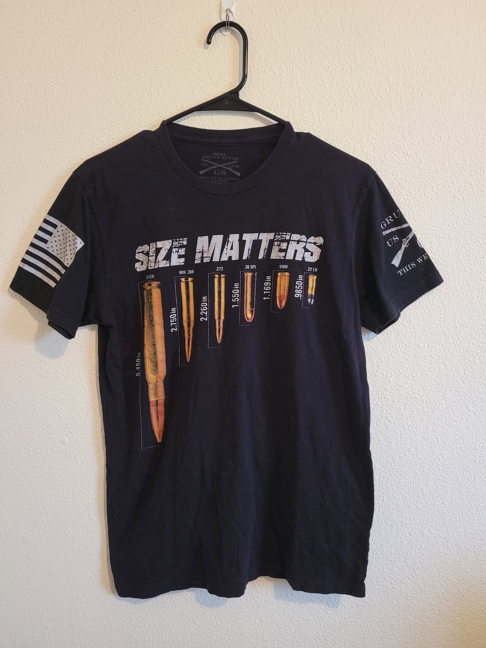 Grunt Style Black "Size Matters" Graphic Tee with Ammo Print #309